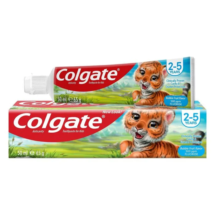 Colgate Tiger Print Bubble Fruit Toothpaste for 2-5 Years Old Babies 50 ml - Image 1