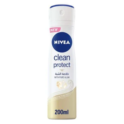 نيفيا بخاخ مزيل عرق للنساء بخلاصة الشبة - 200 مل NIVEA Antiperspirant Spray for Women - Clean Protect Pure Alum 200ml