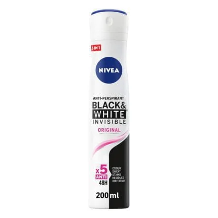 نيفيا مزيل عرق بخاخ للنساء -انفيزيبل أوريجنال- للملابس السوداء والبيضاء - 200 مل NIVEA Antiperspirant Spray for Women - Black and White Invisible Protection Original 200ml