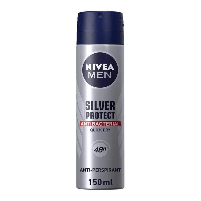 نيفيا مزيل عرق بخاخ للرجال -سيلفر بروتيكت- مضاد للبكتريا - 150 مل NIVEA MEN Silver Protect Antiperspirant for Men - Antibacterial Protection Spray 150ml