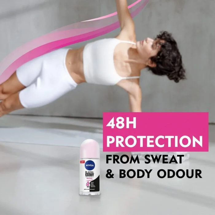 NIVEA Antiperspirant Roll-On For Women - Black and White Invisible Protection Original 50ml - Image 7