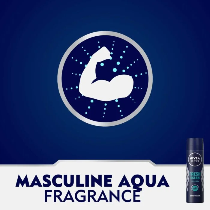 NIVEA MEN Deodorant Spray for Men - Fresh Ocean Aqua Scent 150ml - Image 6