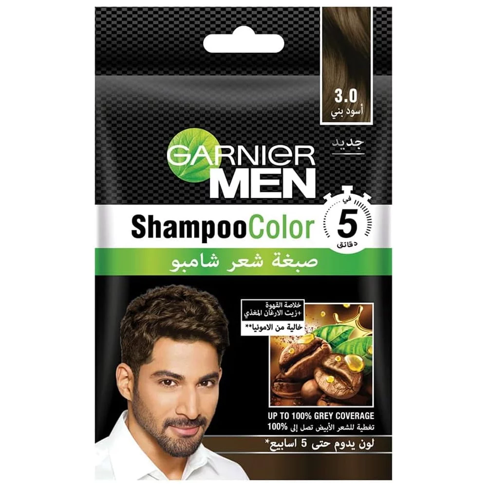 Garnier Men's Hair Color Shampoo 3.0 Black Brown - Image 2