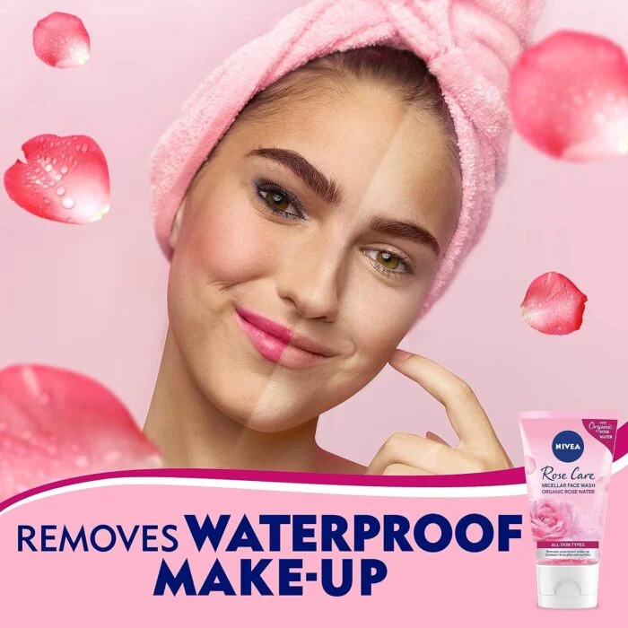 NIVEA Face Wash Micellar Rose Care with Organic Rose - All Skin Types 150ml - Image 4