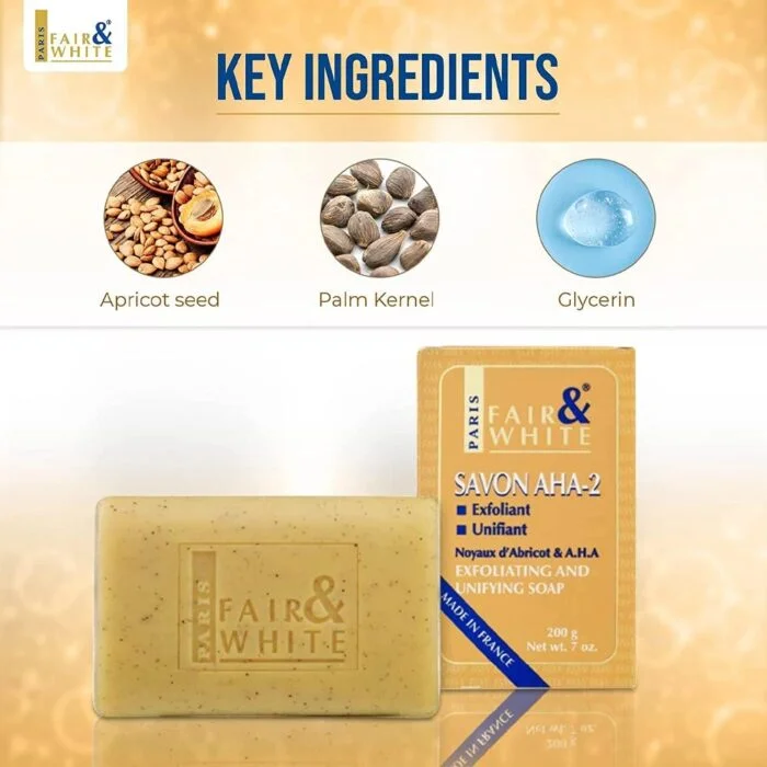 Fair & White Savon AHA Soap - 2 for exfoliating and lightening the skin 200g - Image 3