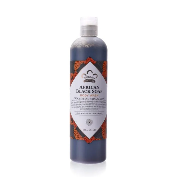Nubian Heritage African Black Soap Body Wash 384ml - Image 1