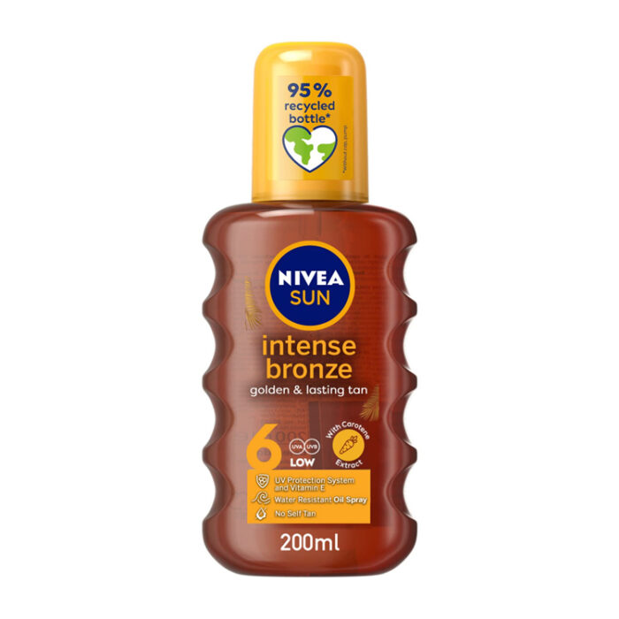 نيفيا بخاخ زيت تان بعامل حماية 6 اس بي اف 200 مل | اوتلت بترا كير - Nivea intense bronze golden & lasting tan spray 6 SPF 200ml | Petra Care Outlet