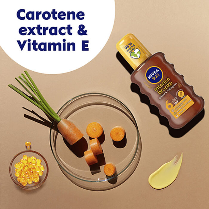 نيفيا بخاخ زيت تان بعامل حماية 6 اس بي اف 200 مل | اوتلت بترا كير - Nivea intense bronze golden & lasting tan spray 6 SPF 200ml | Petra Care Outlet