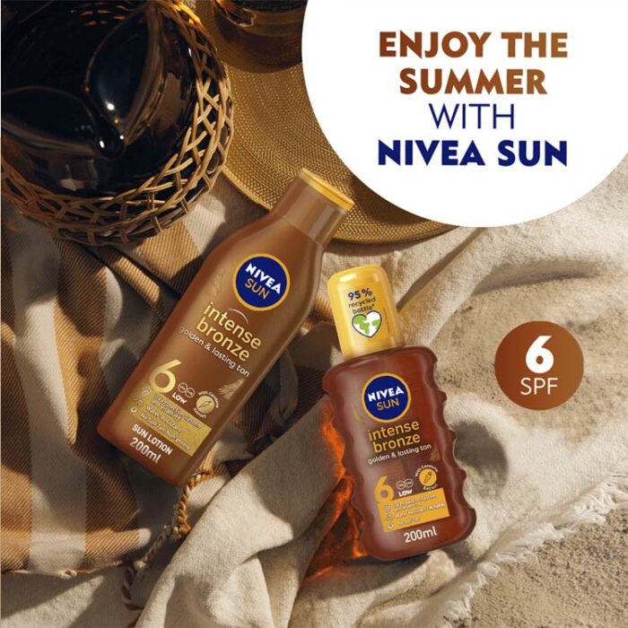 نيفيا بخاخ زيت تان بعامل حماية 6 اس بي اف 200 مل | اوتلت بترا كير - Nivea intense bronze golden & lasting tan spray 6 SPF 200ml | Petra Care Outlet