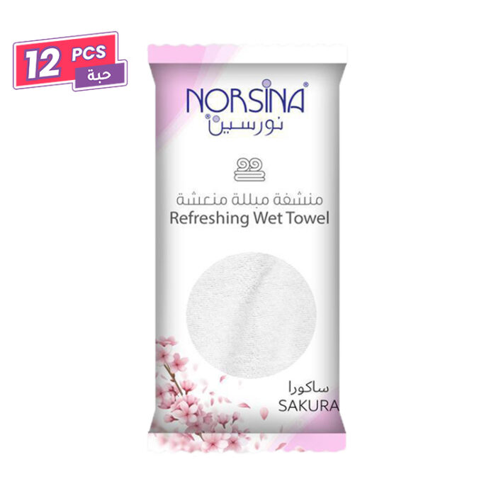 نورسين منشفة مبللة منعشة ساكورا 12 منشفة Norsina refreshing wet towel sakura 12pcs
