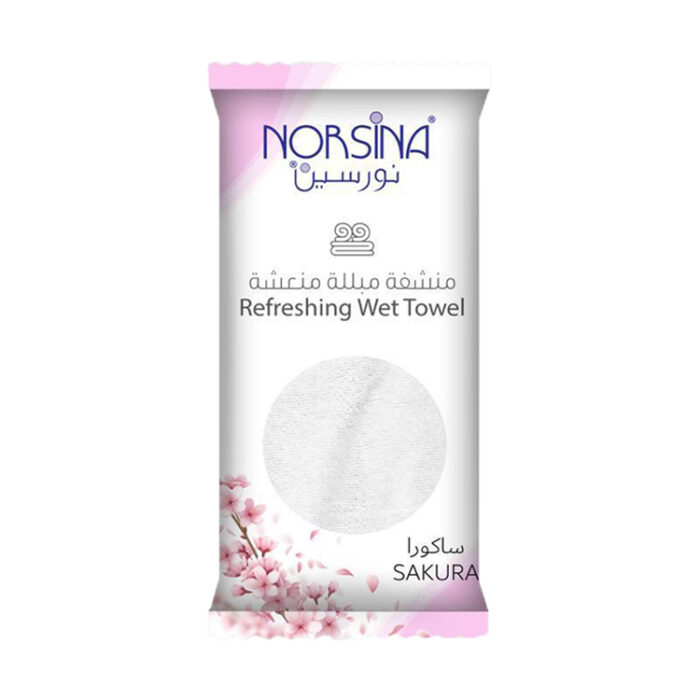 نورسين منشفة مبللة منعشة ساكورا 12 منشفة Norsina refreshing wet towel sakura 12pcs