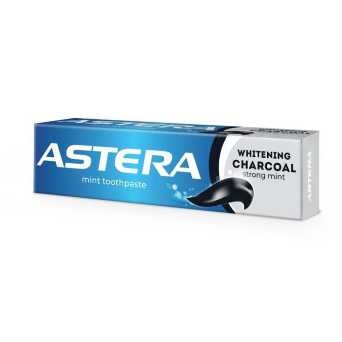 استيرا معجون أسنان مبيض بالفحم والنعناع القوي 110 جم ASTERA toothpase whitening charcoal strong mint 110g