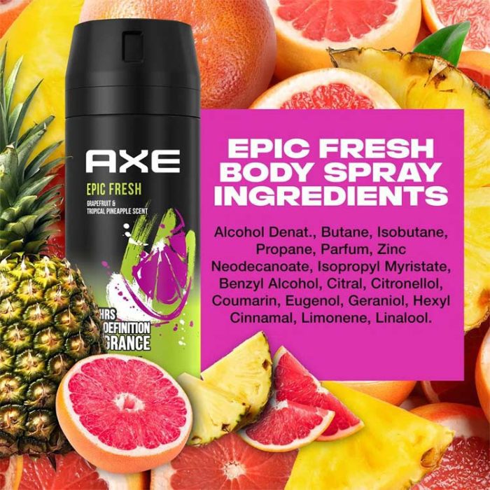 Axe body spray with tropical scent
