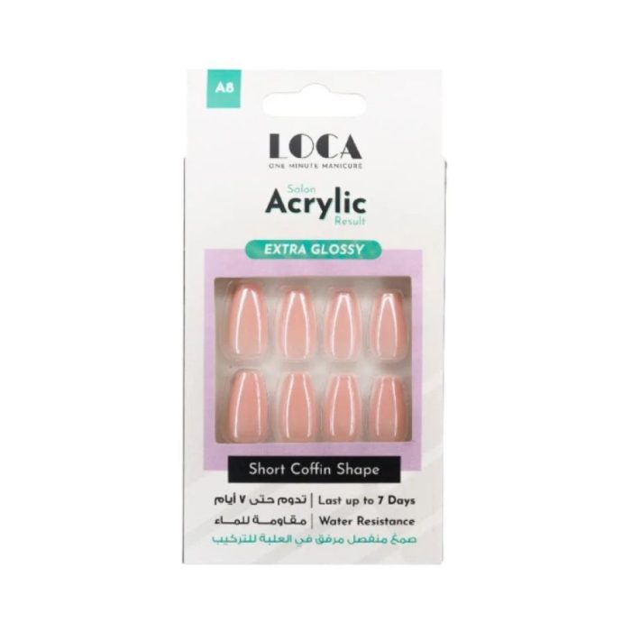 لوكا اظافر صناعية اكرليلك A8 لون بنك كروم Luca Acrylic Artificial Nails A8 Pink Chrome