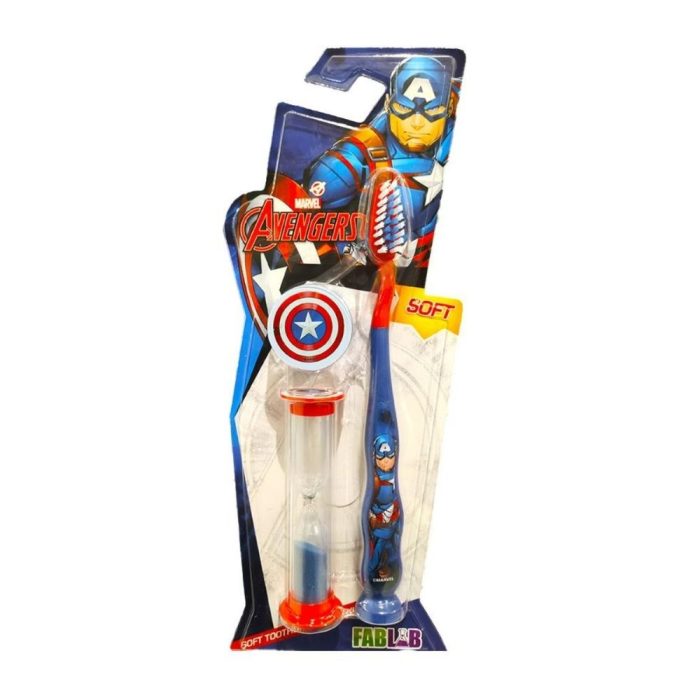 فاب لاب كابتن اميريكا فرشاة أسنان للأطفال ناعمة مع ساعة رملية